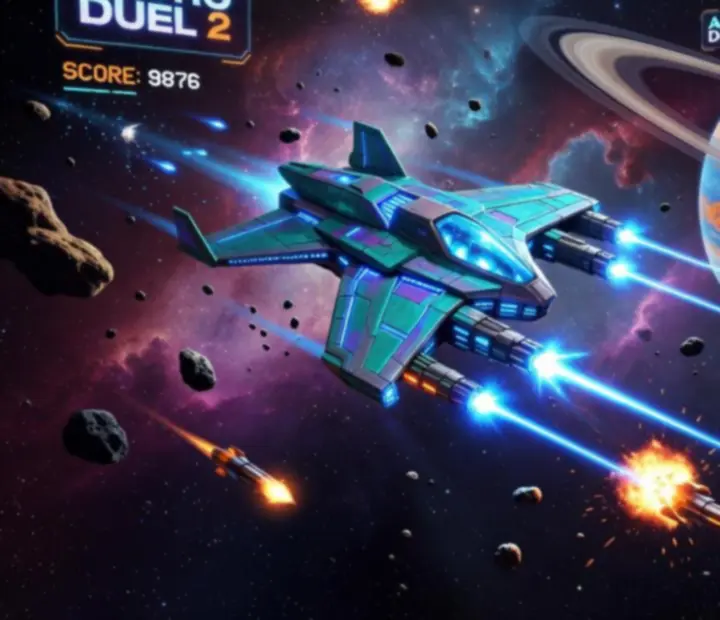 Astro Duel 2 űrcsata: űrhajók manővereznek lövedékek elől