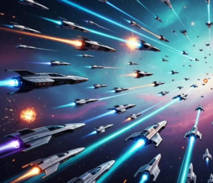 Látványos űrcsata az Astro Duel 2 játékból