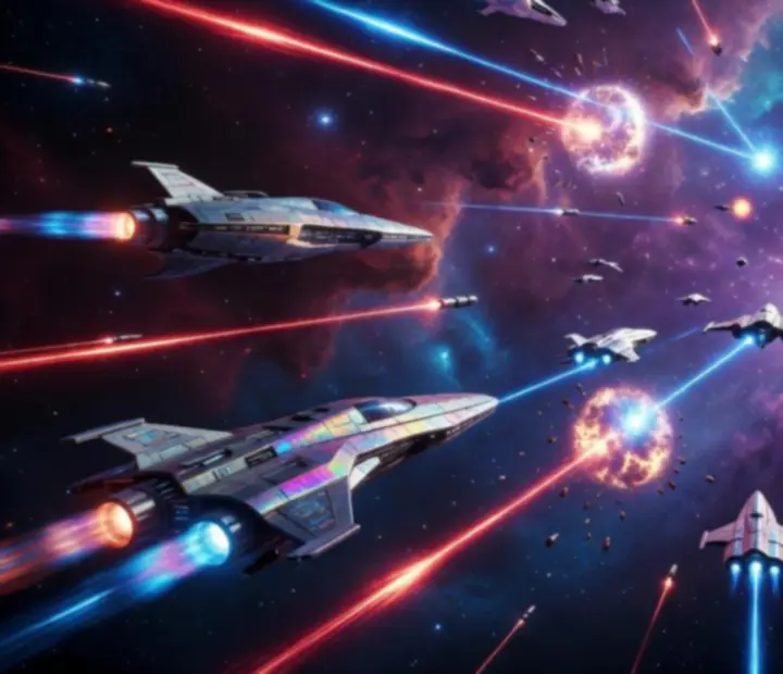 Űrhajók csatája futurisztikus arénában az Astro Duel 2 játékban